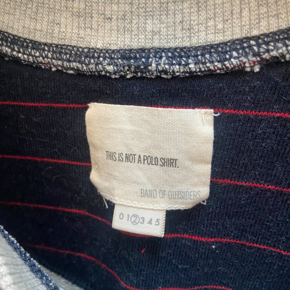 Band of Outsiders Navy Red Stripe Contrast pocket Sweatshirt - NWT Size 2 - Picture 4 of 5